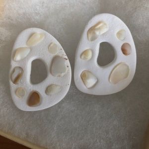 Neutral clay statement earrings